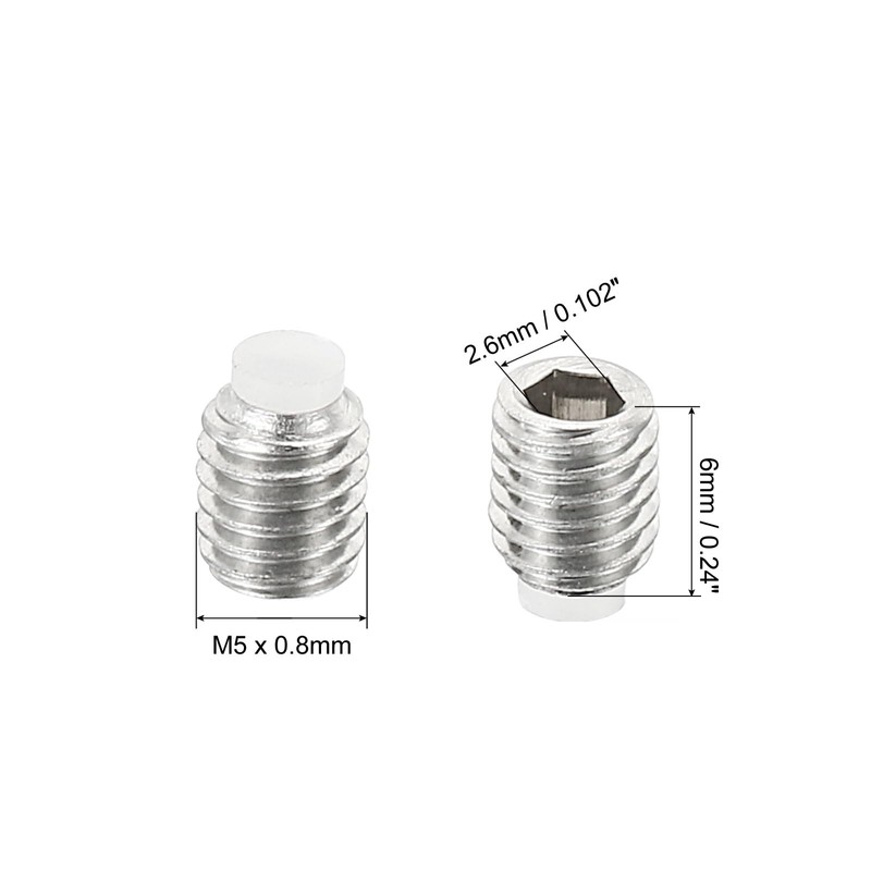 PATIKIL M5x6mm Grub Screw, 5 Pack Metric Hex Socket Head