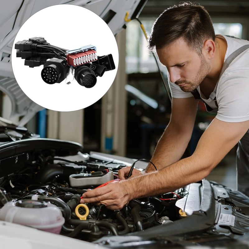 QWORK® 8 Piece Cable Adapter Diagnostic OBD Set, OBD Diagnostic