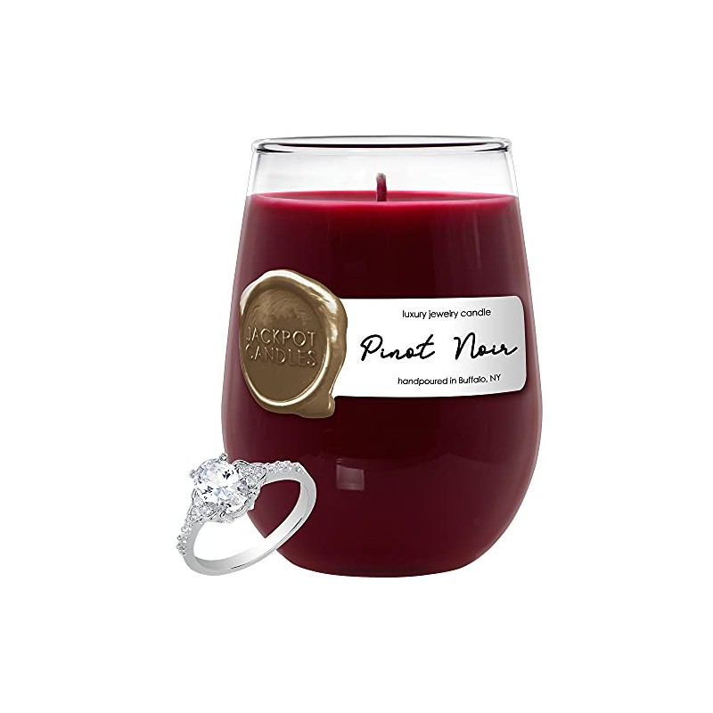 Jackpot Candles Pinot Noir Wine Glass Candle with Ring Inside