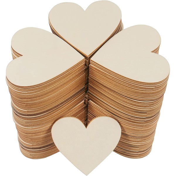 Wooden Hearts Pack of 100 4 cm Rustic Handmade Table Decoration, Wedding Reception Decoration, DIY Crafts for Home Decoration, Ideal for Rustic Wedding