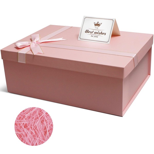 Pink Gift Box for Present, Large Gift Box 13 x
