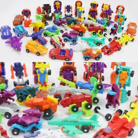 SCKTYZS Mini Transform Robot Car for Toddler, Converting Action Figures Include Pink Sports Car Red Police Car Blue Plane, Girl Kids Birthday Gift Educational Rewards…