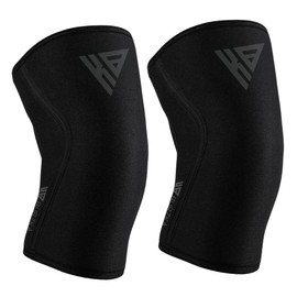 BURZKA Rodilleras Neopreno Crossfit 5 mm Levantamiento de Pesas Powerlifting Gym Compresion Apoyo Soporte de Rodillas (Carbon, Chico)