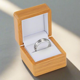 Willis Judd Mens Ring Engraved I love You Titanium Ring for Man In Wooden Gift Box 7mm Wedding Band Engagement Ring Comfort Fit Size Q