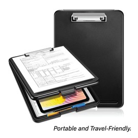A4 Clipboard Box File Durable Waterproof Document Filing Storage Case Office (Black)