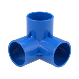 uxcell 3-Way Elbow PVC Pipe Fitting Furniture Grade 40mm Size Tee Corner Fittings Blue 2pcs