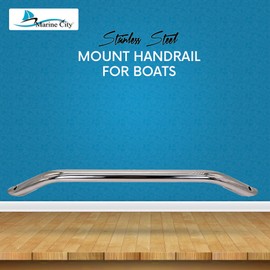 MARINE CITY Round Tube Boat Handle Grab Bar Mount Handrail 18 Inches, 304 Grade Stainless Steel for Yachts, RVs, and Boats (Pack of 1)