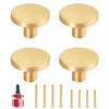 4 Pack Brushed Brass Solid Knobs Gold Kitchen Cabinet Pull