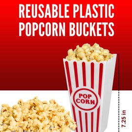 Generic LSANDM Reusable Plastic Popcorn Buckets 7.25 in Empty Containers for Home Kitchen Food Serving Snacks Theater Movie Night Summer Birthday Party Favors Table Decoration Gift Supplies Pack of 2