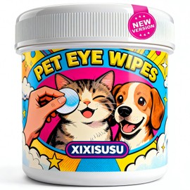 xixisusu Pet Eye Wipes 120 Count | Tear Stain Remover for Dogs & Cats | Gentle Cleaning for Eyes, Ears & Face | Hypoallergenic Grooming Wipes for Puppy & Kitten Tear Stain Control