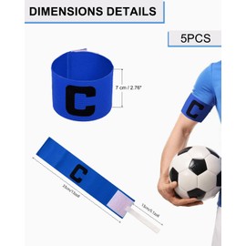 FDCGAS Pack of 5 Captain's Armband Football Armband Adult Adjustable Captain Bracelet Multicoloured Elastic Captain's Bracelets Football Bracelet Player's Armband for Men Girls Many