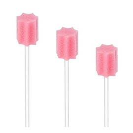 (100PCS) Disposable Mouth Swabs Sponge - Unflavored & Sterile Oral Swabs Dental Swabsticks for Mouth Cleaning (Pink)