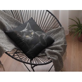 Yaateeh Cute Black Cat with Yellow Eyes Decorative Throw Pillow Covers 18x18 Inch Pillows Case Square Cushion Cover Cases Pillowcase with Zipper Sofa Home Decor for Couch Bed Patio Car