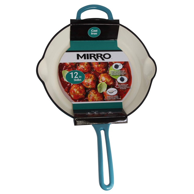 Mirro MIR-19061 12" Cast Iron Skillet, 12 Inch, Teal