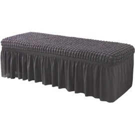 ADPON Stretch Dining Bench Cover, Soft Seersucker Bench Slipcover with Skirt Spandex Removable Washable Dining Room Bench Covers for Banquet Bedroom (Large,Dark Grey)