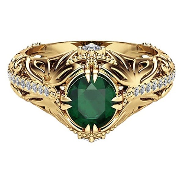 Lzz 14k gold jade diamond ring cubic zirconia aura ring