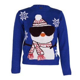 NOROZE Boys Christmas Jumper 3D Kids Bird Reindeer Retro Unisex Xmas Santa Snowman Penguin Pullover Sweater, Christmas Sweater Girls (Snowman Blue, 5-6 Years)