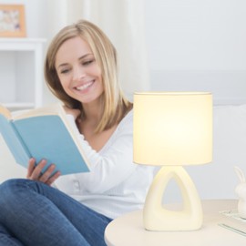 Lampwell LILA Small Table Lamp for Living Room as Bedside Table Lamp for Bedroom,Modern Ceramic Table Lamp,Kids Table Lamp,Night Table Lamp,6.7×3.94×H11.8IN,Bulb Excluded,Cream Table Lamp