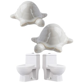 WANSHUNLMI White Toilet Floor Bolt Caps, Ceramic Sea Turtle Toilet Bolt Caps Cute Bathroom Decor, Fun Turtle Themed Gadgets for The Toilet Easy installation (White Sea Turtle)