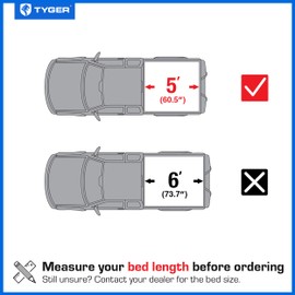 Tyger Auto T1 Soft Roll-up Truck Bed Tonneau Cover Compatible with 2023 Chevy Colorado GMC Canyon | 5'1" (61") Bed | TG-BC1C9201