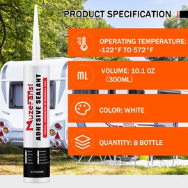 MuzeFansi RV Roof Lap Sealant Self Leveling,8 Pack RV Roof Silicone Sealant White, Waterproof Flexible EPDM RV Sealant and Caulking Exterior Repair Kit for Campers,Trailers, Motorhomes