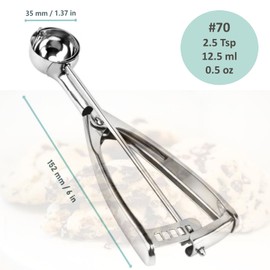 Cookie Scoop, 18/8 Stainless Steel Cookie Scooper, Cookie Scoops for Baking, 0.8Tbsp/2.5tsp/12.5ml/0.5oz Cookie Dough Scoop, Cookie Scooper for Baking (#70)