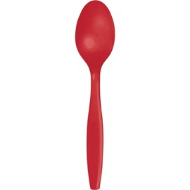 Creative Converting Touch of Color Premium 24 Count Plastic Spoons, Classic Red