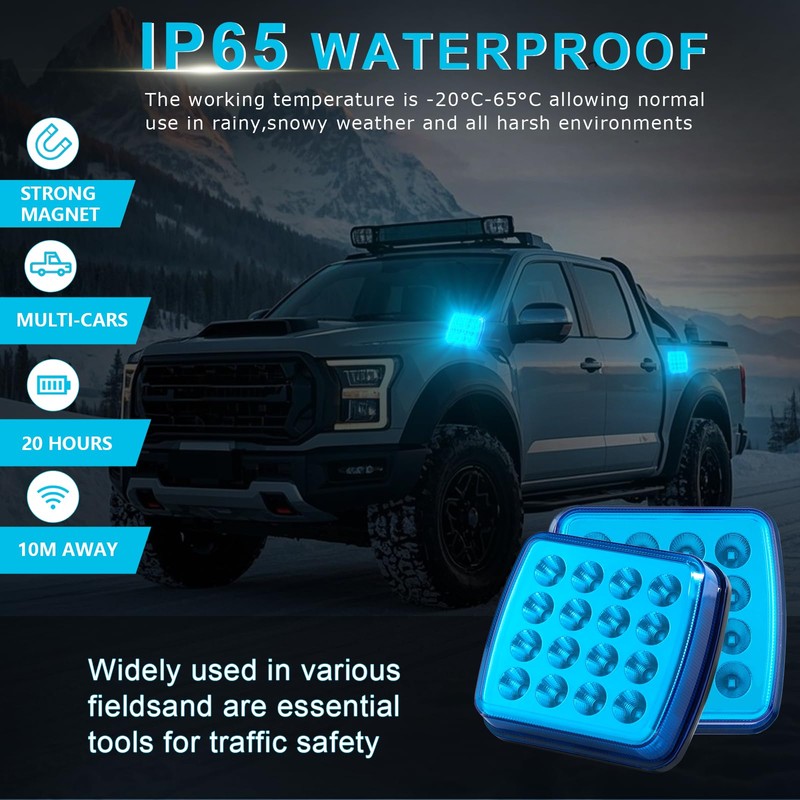Markstor Wireless LED Road Flares for Emergency,Rechargeable Safety Flashing Lights