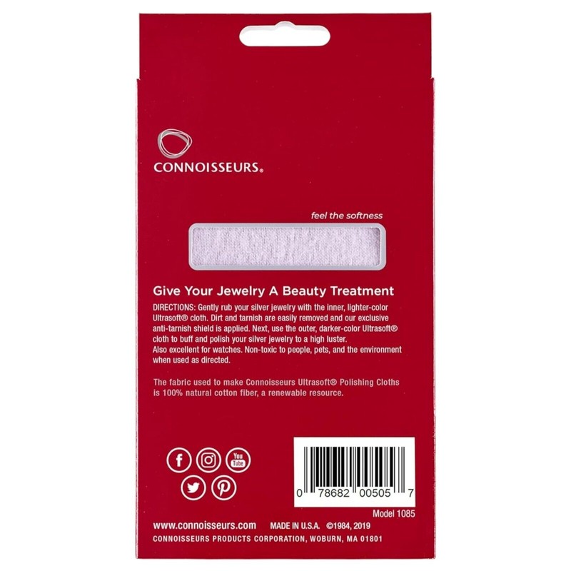 CONNOISSEURS Premium 14x14 Ultrasoft Silver Jewelry Polishing Cloth Anti-Tarnish