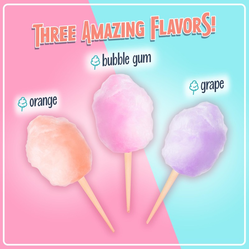 Nostalgia Cotton Candy Flossing Sugar (3-Pack), Grape, Pink Bubble Gum,