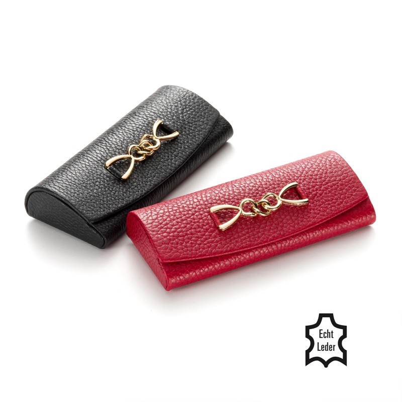 FEFI - Real Leather Glasses Case with Appliqué and Cleaning