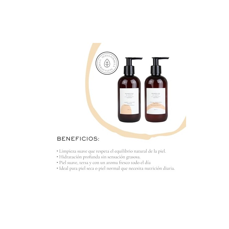 Remedios Bosque Kit Cuidado Corporal Incluye Jabón Líquido Crema Limpia