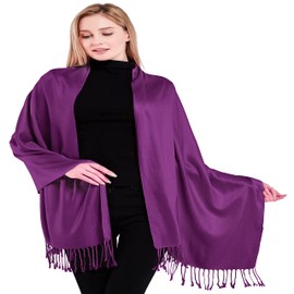 CJ Apparel Purple Solid Color Tassels Design Nepalese Shawl Seconds Scarf Wrap Stole Throw Head Wrap Pashmina Hand Made in Nepal NEW