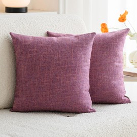 a moment Set of 2 Purple Linen Decorative Throw Pillow Covers 18 x 18 Farmhouse Pillow Covers with Cross for Couch Sofa Bed Living Room Home Decor