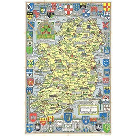 Historic Map : Pictorial Historical Map of Ireland, Bullock, 1969, Vintage Wall D?or : 16in x 24in