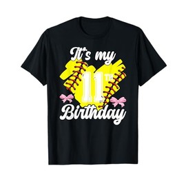 11th Softball Birthday Party 11 Year Old Softball Player T-Shirt