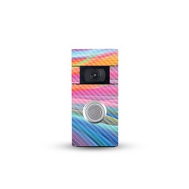 MightySkins Carbon Fiber Skin Compatible with Ring Video Doorbell (2nd Generation) - Rainbow Waves | Protective, Durable Textured Carbon Fiber Finish | Easy to Apply