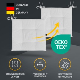 LILENO HOME Set of 1 Chair Cushions, White, 40 x 40 x 4.5 cm, Seat Cushions for Garden Chairs, Kitchen or Dining Room Chairs, UV-Resistant Indoor and Outdoor Chair Cushion as Chair Cushion (Laura FUM)