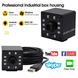 100fps Night Vision USB Camera 1/2.7 Inch CMOS OV2710 Webcam Full HD 1080P USB with Camera Mini Infrared USB 2.0 Webcam with IR Cut and 10-Piece LED Board Webcam for Android Windows Linux