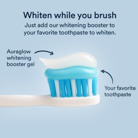 Auraglow Whitening Toothpaste Booster, Add to Toothpaste to Whiten, 9% Hydrogen Peroxide Teeth Whitening Gel Toothpaste, 350+ Whitening Treatments, 6-Month Supply, 2.6oz