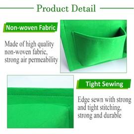 Miewslan Hanging Railing Grow Bag, 4 Pocket Vertical Planter Garden Plant Hanger Grow Bags, Both Sides Fence Fabric Hanging Planter Bag for Salads, Herbs, and Flowers (Green)