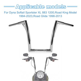 Ape Hangers for Motorcycle Handlebar - Ohhmoto 1-1/4" Diameter Sportster Handlebars Bar Compatible with Road King Glide Softail Slim Dyna XL 883 1200 Breakout Fat Boy 1984-2024,14" Rise Chrome