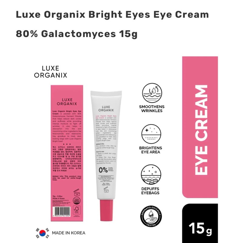 Luxe Organix Bright Eyes Eye Cream 80% Galactomyces 15g