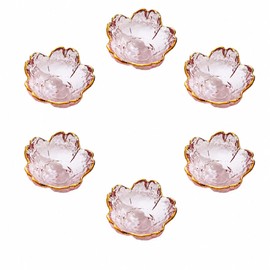 Gold Rim Glass Dipping Bowls, Cherry Blossom Sauce Dishes