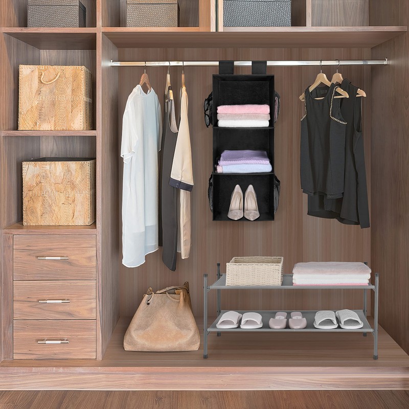 MAX Houser 3-Shelf Hanging Closet Organizer, Hanging Sweater Organizer, Foldable