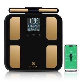 EILISON Smart Scale for Body Weight: 8-Electrode Digital Bathroom Scale for Fat BMI Muscle Body Composition Analyzer 32 Biometric Bluetooth Highly Accurate Weighing Machine,400lbs (Black Electrode 8)