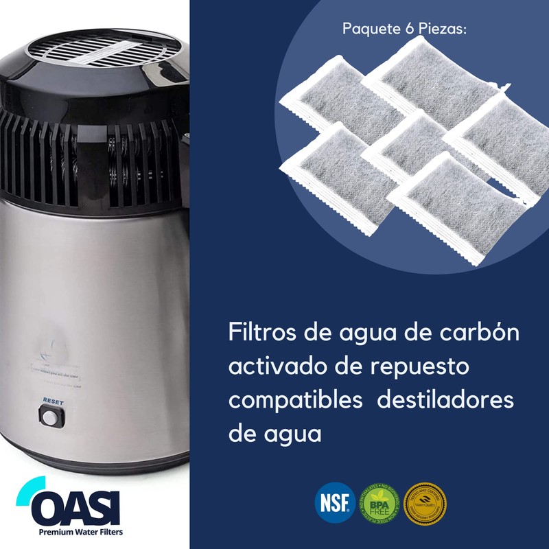 OASI Filters - 6 Sobres de Carbon Activado UNIVERSAL -