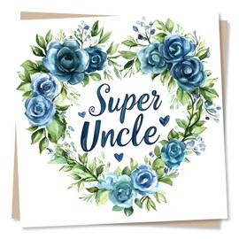 Birthday Card For A Super Uncle - Heart, Heartfelt, Floral Wreath - Delicate and Joyful - For a Relative, Family