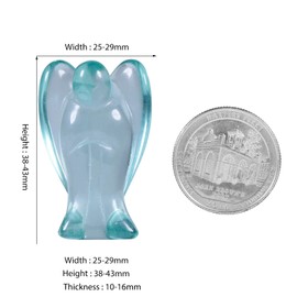 KYEYGWO Blue Glass Carved Gemstone Angel Figures, Healing Crystal Guardian Angel Stone Talisman Pocket Angel Statues Peace Angel Sculpture Fengshui Ornament for Decoration, 3.8 cm
