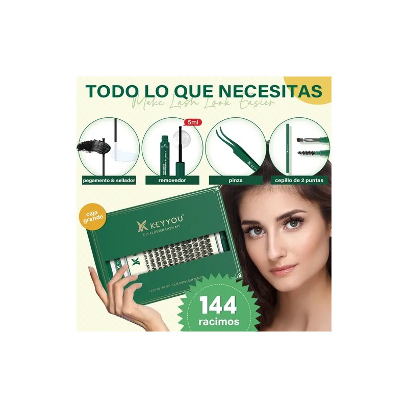 Extensiones De Pestañas Kit 144pcs Mixta Gruesa Y Natural